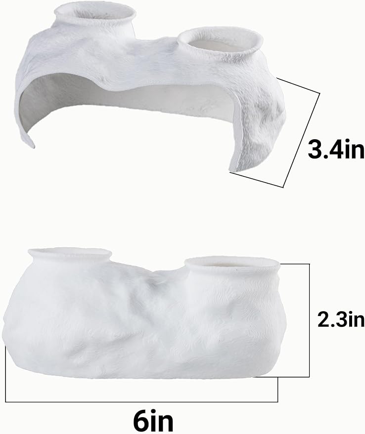 Dual-Entrance Rock-Texture Cave – Fish Tank Shelter & Aquarium Decor with 2 Tunnels, 6×3.4×2.3in (White)