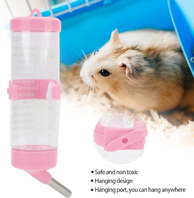 No Drip Water Bottle for Small Pets, 17oz Leak Proof Cage Water Dispenser with Top Fill for Guinea Pig, Hamster, Bunny, Ferret, Hedgehog, Chinchilla