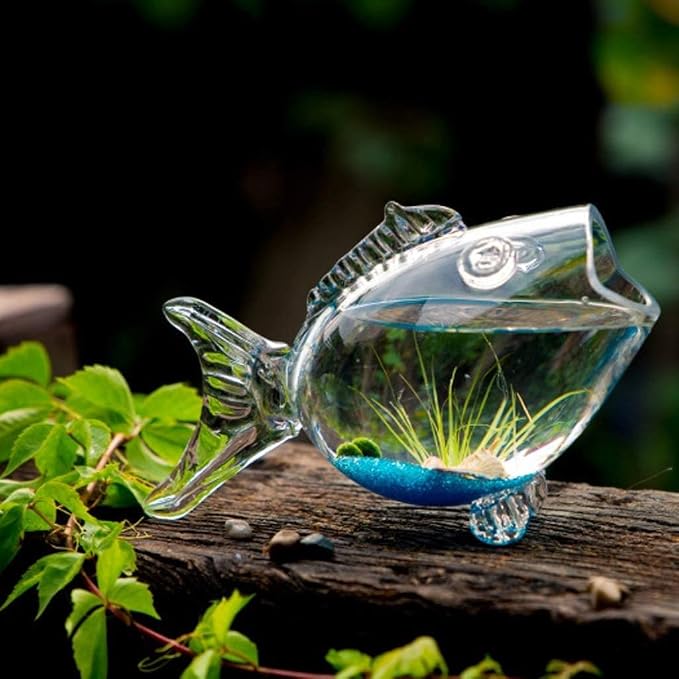 Fish Bowls Creative Fish Tank Aquarium Fish-Shaped Glass Fish Tank Goldfish Tank Living Room Turtle Tank Fish & Aquariums-L