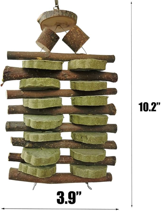 Hamiledyi Bunny Chew Toys for Teeth Organic Fruitwood Sticks for Bunny Rabbits Chinchilla Guinea Pigs Hamsters Parrots and Other Small Animals Chewing and Playing Pet Snacks Toys with Grass Cake