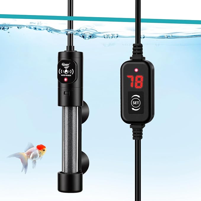 hygger 150W Submersible Aquarium Heater with Digital Temperature Controller, Mini Fish Tank Heater for 20–30 Gallon Tanks, Overheat & Out-of-Water Protection, Freshwater & Saltwater