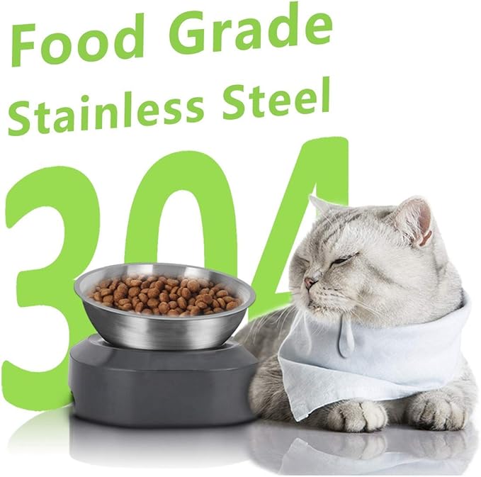 AYADA Dedicated Replacement Cat Bowl for Raised Cat Food Bowl, Base Not Included Elevated Stainless Steel 0-15° Slanted Kitty Kitten Pet Dish for Wet Food Water Anti Vomiting