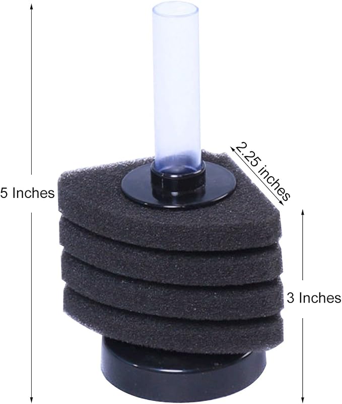 AQUANEAT Aquarium Corner Sponge Filter, for Breeding Shrimp Nano Fish Tanks with Airline Tubing, Valves and Suction Cups, up to 10Gal (Pack of 2)