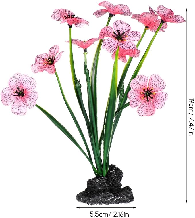 NOLITOY 2 Pcs Pink Aquarium Plants, 8.3 Inch Tall Decor for Betta Fish Tank | Premium soft plastic, heavy weighted base, colorfast in fresh water, 1 min quick setup, fits indoor goldfish glass bowls well
