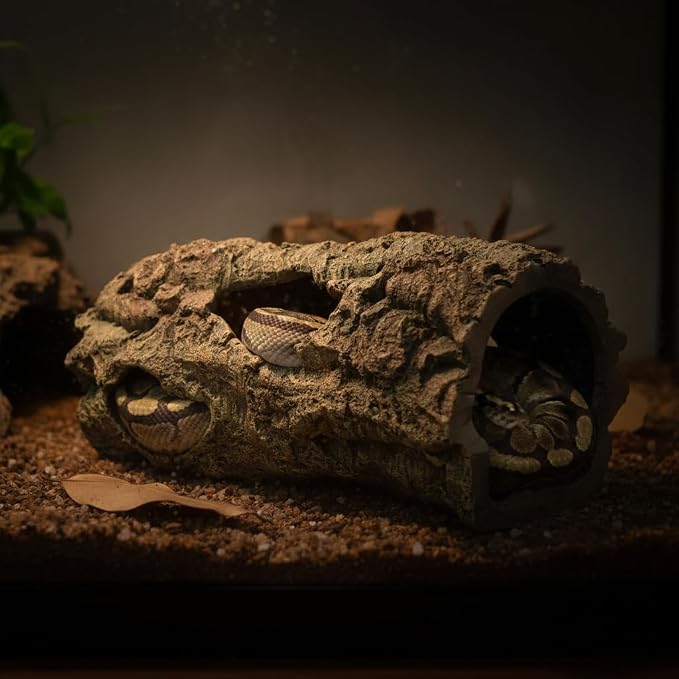 Reptile Terrarium Hideout Decor, Resin Wood Hide, Large | For Reptiles, Fish, Amphibians, Small Animals