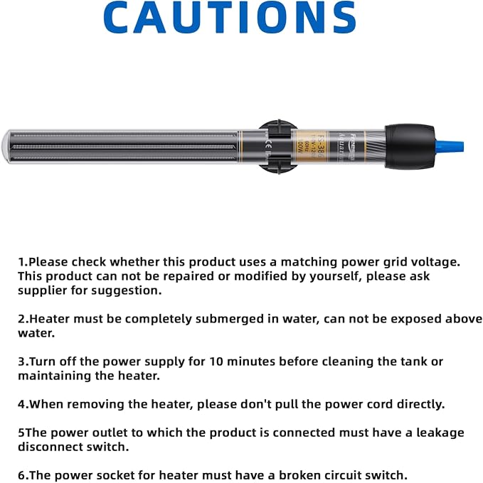 FREESEA 300 Watt Aquarium Fish Tank Heater with Aquarium Submersible Thermometer | 300W Powered - Stable Temperature Maintain Fish Tanks Warm in Winter - Overheat Protection & Thermometer Included