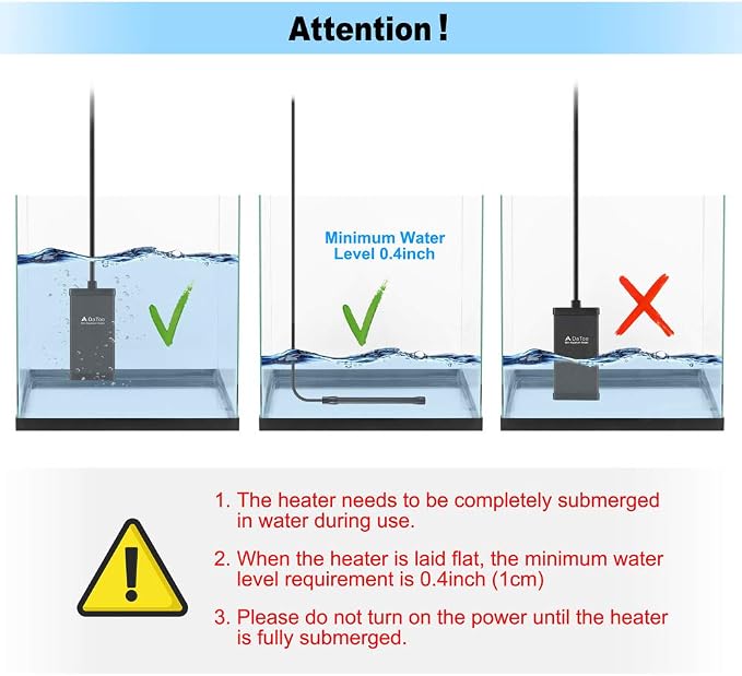 DaToo 30 Watt Small Aquarium Heater Mini Betta Flat Fish Tank Heater for 3 Gallon 5 Gallon