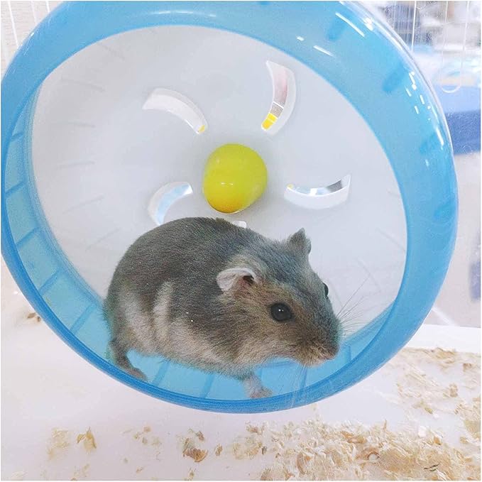 WishLotus Hamster Running Wheel, Silent Jogging Exercise Toy Hamsters Cage Accessory for Drawf Hamster Golden Silk Shih Tzu Bear (Blue)