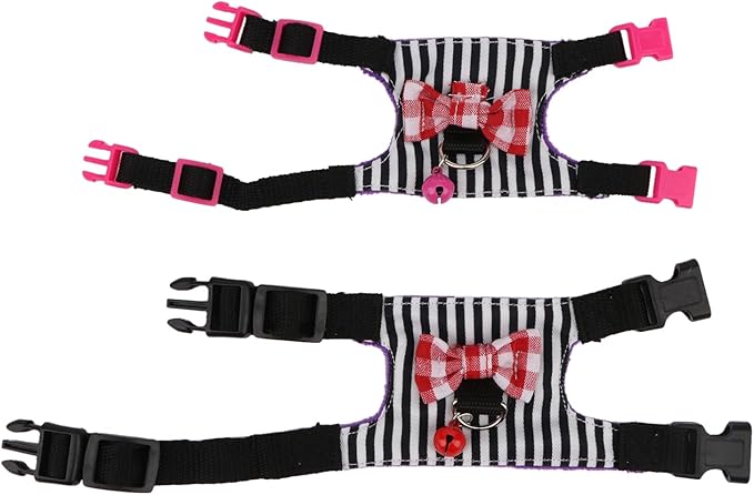 Hypeety Small Animal Harness Vest and Leash Set Soft Mesh Small Pet Harness Hamster Rabbit Chest Back Outdoor Leash Traction Rope for Ferret Guinea Pig Kitten Clothes Accessory (S, Black Stripe)