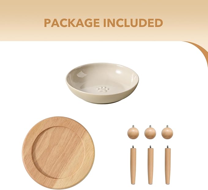Havniva Elevated Cat Bowls, Ceramic Cat Food Bowl Whisker Friendly Cat Dishes, Kitten Food & Water Bowl with Two Heights Stand, Anti-Slip Raised Cat Food Plates