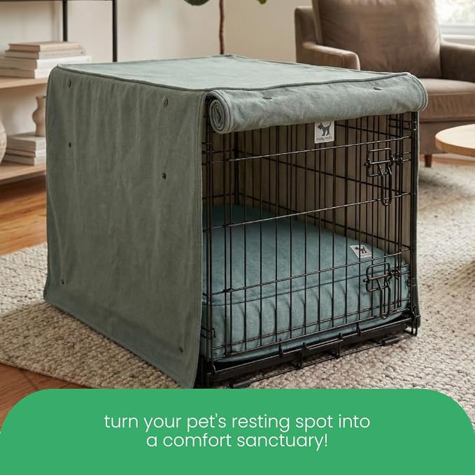Molly Mutt Quiet Light Dog Crate Cover, GOTS-Certified 100% Organic Cotton Canvas Cover for Dog or Puppy Kennel and Cage, Washable, Free of Harmful Chemicals, X-Large, Fits 42"x28"x31" Crate