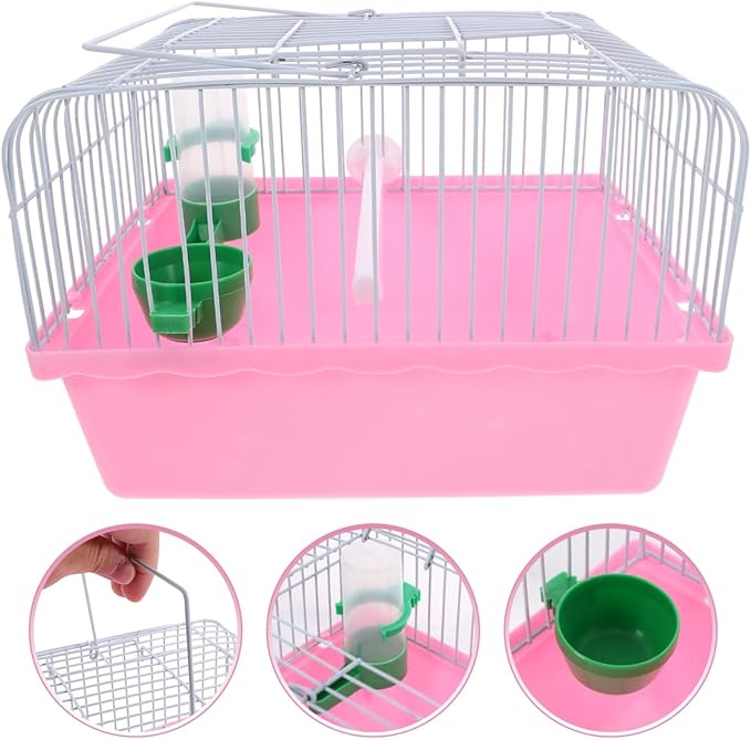 Toddmomy Portable Bird Travel Cage for Small Birds Parrots Lovebirds with Perch Food Box Water Dispenser 9.29X6.57X9.29 Inches