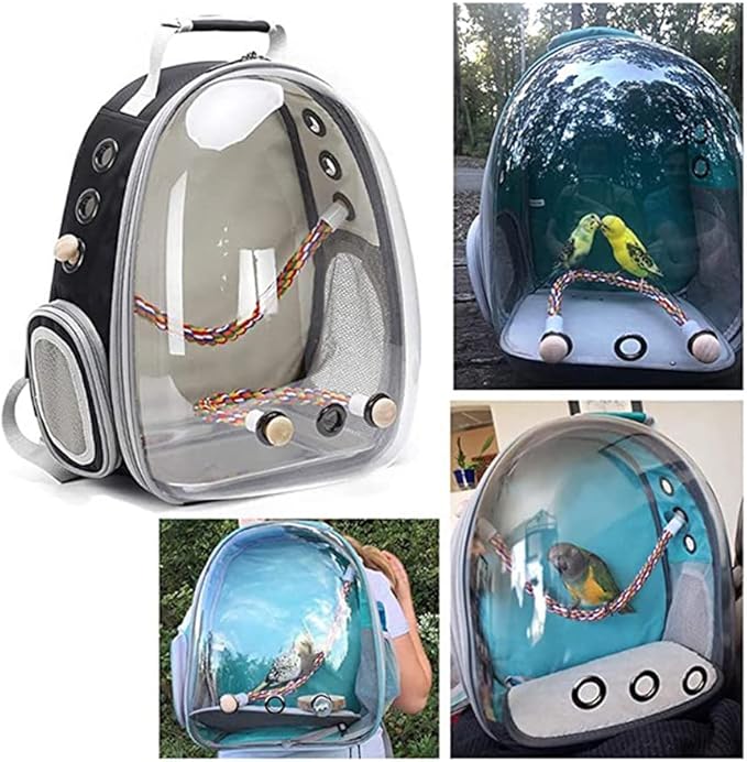 Bird Carrier Cage, Bird Travel Backpack with Stainless Steel Tray and Standing Perch