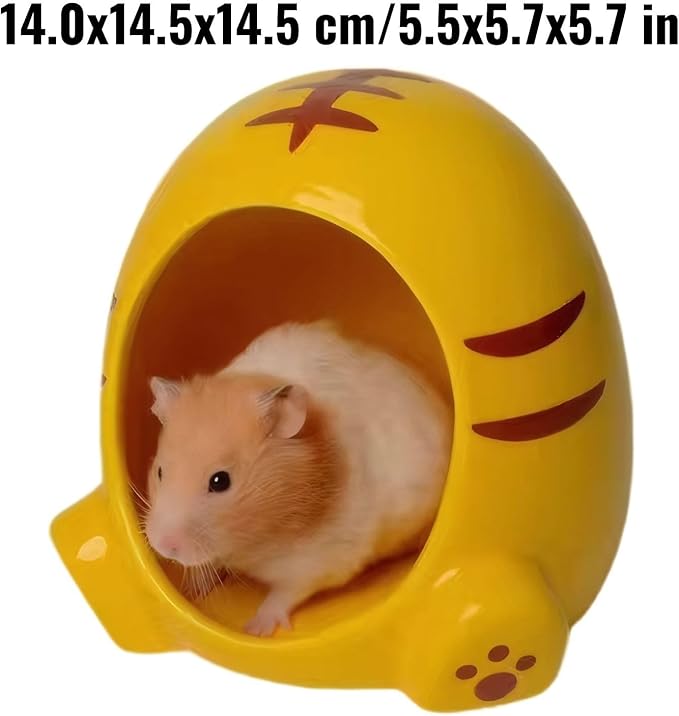 Ceramic Pet Nest for Small Animals - Hamster Ceramic House with Smooth Interior, Enclosed Hideout for Comfortable Shelter and Ventilation