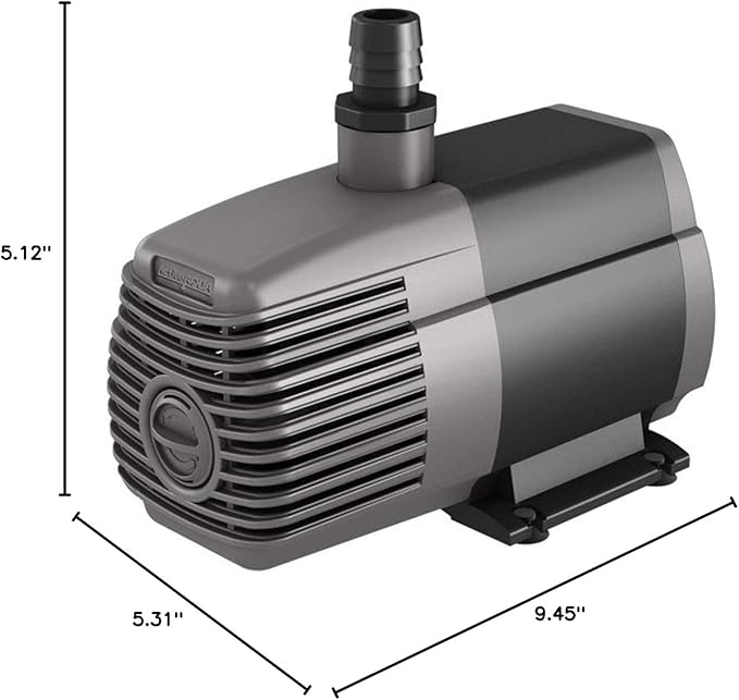 Hydrofarm AAPW1000 92-Watt 1000 GPH Indoor/Outdoor Hydroponic Aquarium Pond 6ft Power Cord for 55 Gallon Reservoirs Submersible Water Pump, 1000-GPH, Black