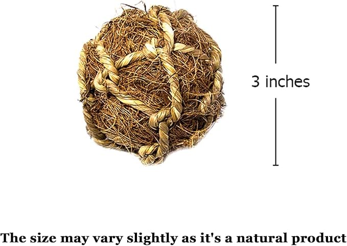 SunGrow Guinea Pig Coconut Fiber Balls, Improves Oral Wellness, Environment Friendly, Stress Reliever, Ideal for Chew Item for Rabbits, Chinchilla & Kitten (3 Pieces)