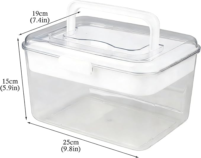 2 Layers First Aid Kit Box, Large Medic Box with Handle, Family or Camping Emergency Tool Set