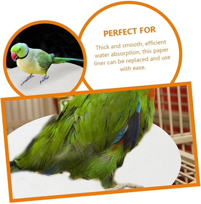 Happyyami Bird Cage Liner Pads 100Pcs Absorbent Round Cage Liners for Parrot Cages Water Absorption Cushion for Birdcage Bottom Easy Replaceable and Breathable