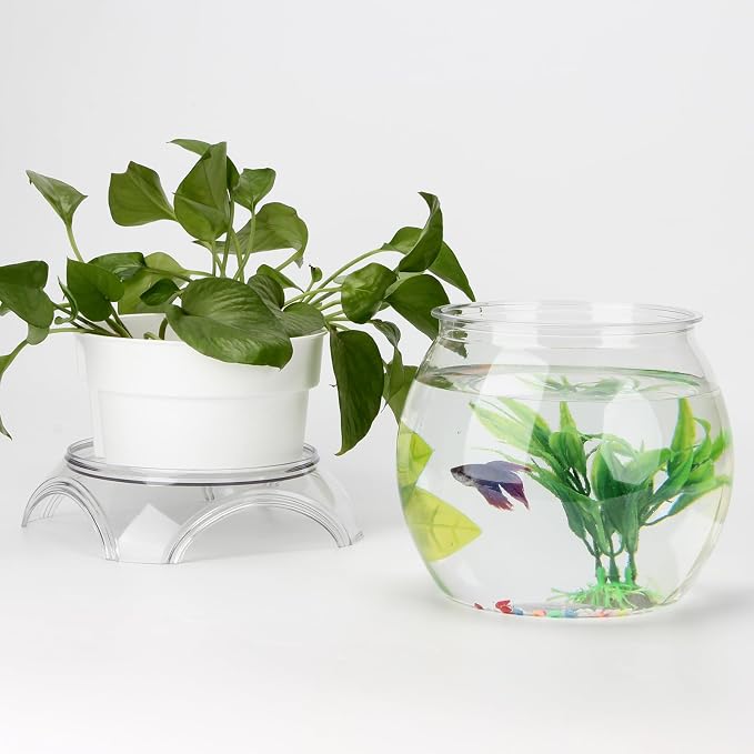 3 Gallon PET Aquaponic Betta Fish Tank Aquaponic with Base and Top | Large Bowl Shatterproof Aquarium Fish Tank with Clear Clarity for Terrarium, Flower Vase Centerpiece Present for Fish Lovers