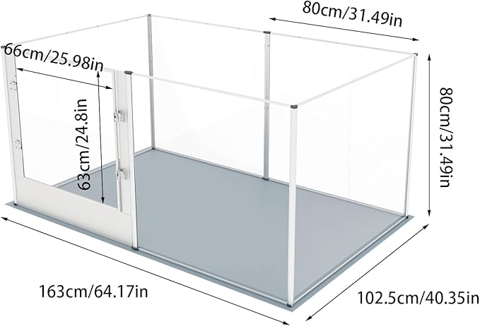 BingoPaw Clear Dog Playpen Fence: 64"x43" Extra Tall Transparent Pet Acrylic Playpen Expandable with Bottom and Door for Dogs Bunny
