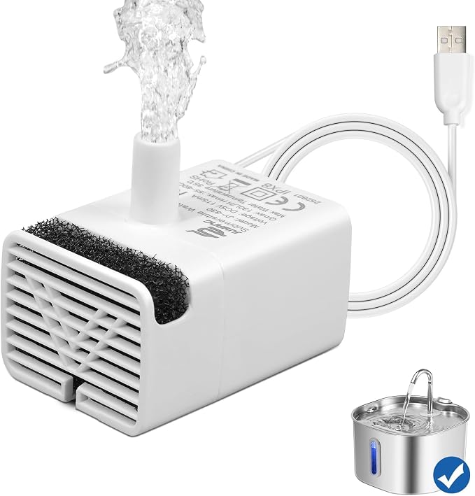 Cat Water Fountain Pump Replacement JY-830 Submersible Motor | Cat Fountain Pump Replacement,Fountains Pump for Stainless Steel Cat Dispenser,Ultra Quiet Dog Drinking Fountain Pump