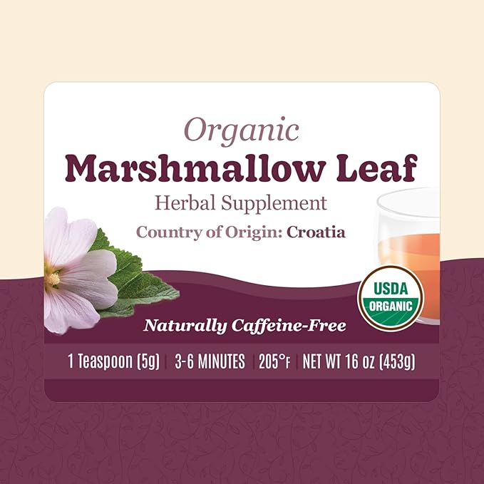 Organic Positively Botanicals Company, Marshmallow Leaf, Herbal Tea Loose Leaf Botanical, 16 Ounce