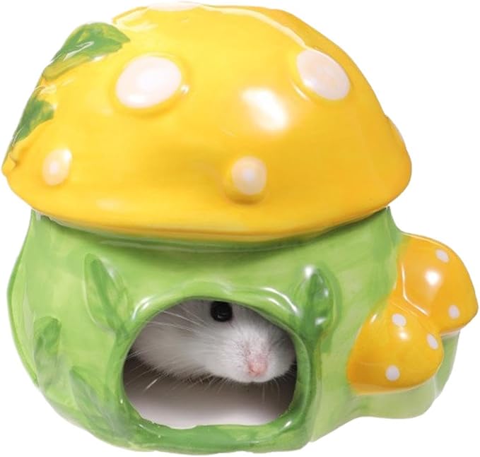 Hamster Hut - 12cm Small Animal Ceramic Hideout Cooling Porcelain Durable Critter Cabin | Burrow Sanctuary for Mice Gerbils Pet Ferret Chinc