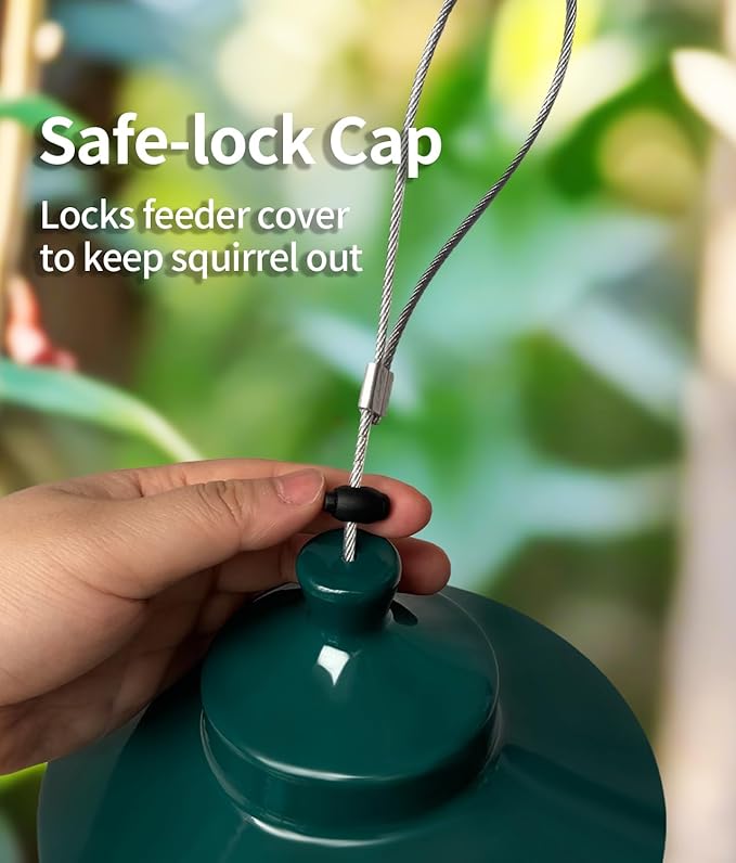 Squirrel Proof Bird Feeders for Outdoor: 4.8LB Large Capacity Hanging Bird Feeder, Weight-Activated Mechanism Wild Bird Feeders, Chew-Proof Metal Birdfeeder for Finch Cardinal Chickadee