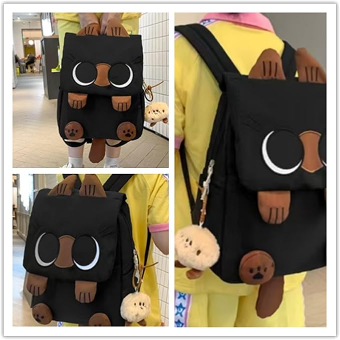 Cute Cat Backpack - Lightweight Laptop Bag, Large Capacity Student & Travel Backpack for Adults/Kids Give away cat pendants