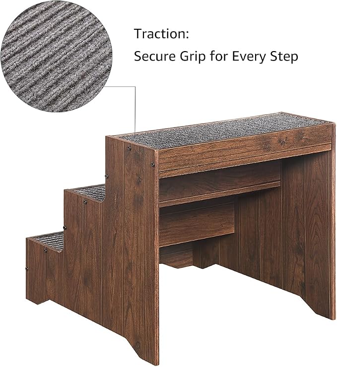 beeNbkks Furniture Style Dog Stairs, Pet Steps for Small Dogs and Cats, Wooden Non-Slip Pet Ladder for Elderly Injured Pets Short Legged Puppy to Reach Couch Sofa High Bed Windowsill