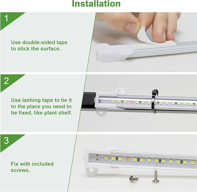 Wiaxulay 16in Grow Light Strip for Indoor Plants, 15W Full Spectrum 6000K | 240 LEDs 4 Bars 2 Pack, Growing Lamp with 6/12/16H Timer, 3 Lighting Modes, 5 Dimmable Levels for Plant Stand Hydroponic
