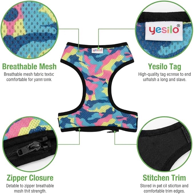 Premium Adjustable Chicken Harness with Camouflage Design & Comfortable Breathable Fabric - Includes Resilient 5.4ft Matching Leash for Secure Outings (Medium, Camouflage Pink)