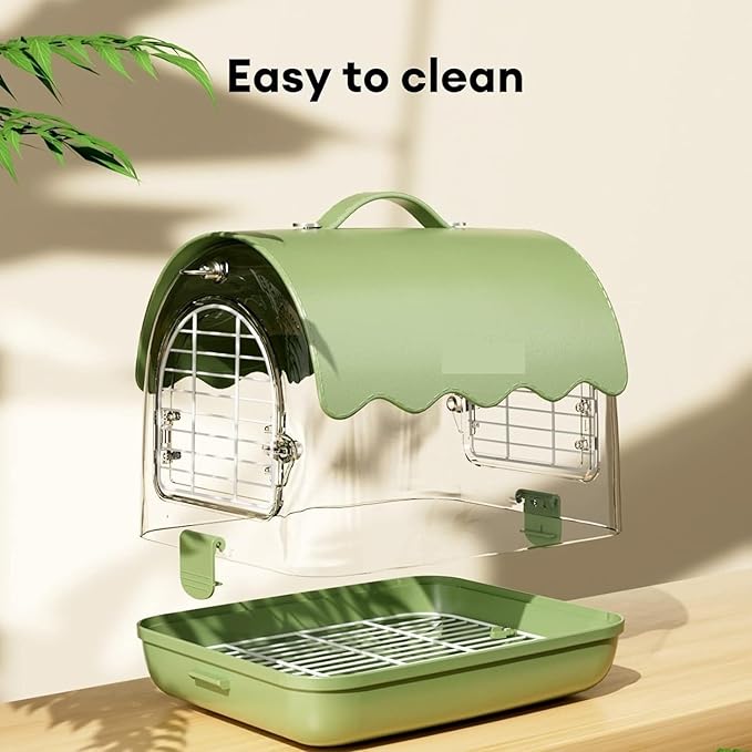 Parrot Cage Aviary, Bird Carrier Backpack with Perch, Transparent Travel Bird Cage Bag with Shade Cover Visible Window for Parrots Budgie Bird Parrot Aviary(Green)