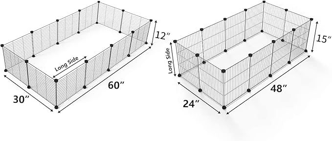 LURIVA DIY Small Animal Playpen, Pet Playpen, Guinea Pig Cages, Rabbit Playpen, Dog Puppy Playpen, Indoor Metal Wire Yard Fence, 15 X 12 Inch, 12 Panels, Black