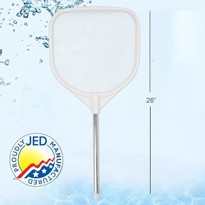 40-376F Hand Skimmer Net for Hot Tubs and Above Ground Pools, Pool Cleaning Supplies, Made in USA (2 ft, White)