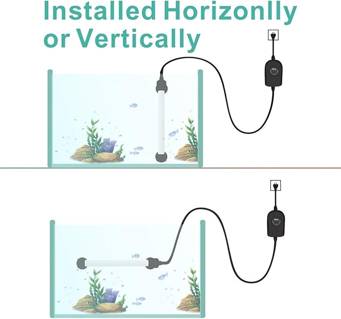 hygger 50W Mini Inline Quartz Glass Aquarium Heater with External Controller, Adjustable Submersible Betta Fish Tank Thermostat for 5-15 Gallon