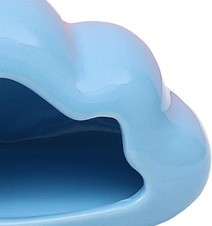 Hamster Hideout Ceramic Hamster House Pet Nesting Hut Summer Cooling Cabin Hamster Nest Pet Cage Decor for Critter Lemmings Chinchilla Playing (Blue)
