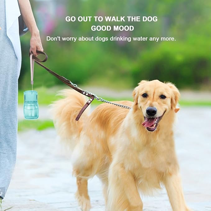 Portable Dog Water Bottle, Foldable Dog Water Bottle Leak Proof Dispenser for Puppy Small Medium Large Dogs, Pet Drink Cup for Walking Hiking Traveling(Blue,12oz)