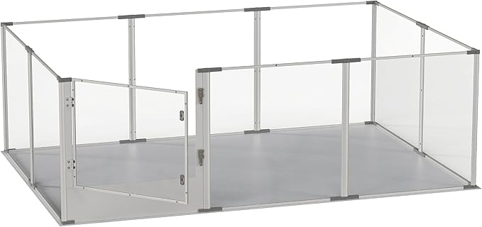 BingoPaw Clear Dog Playpen Fence: 10Panels Indoor Transparent Whelping Box Pen Cage with Waterproof whelping pad - Extra Long Acrylic Exercise Kennel with Metal Frame for Doggy Bunny Small Animal