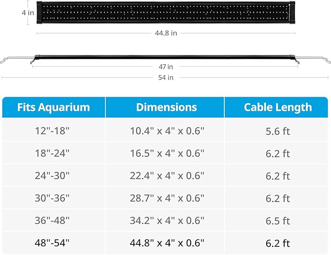 NICREW ClassicLED Plus LED Aquarium Light with Timer, 32 Watts, for 48 to 54 Inch Fish Tank Light, Daylight and Moonlight Cycle