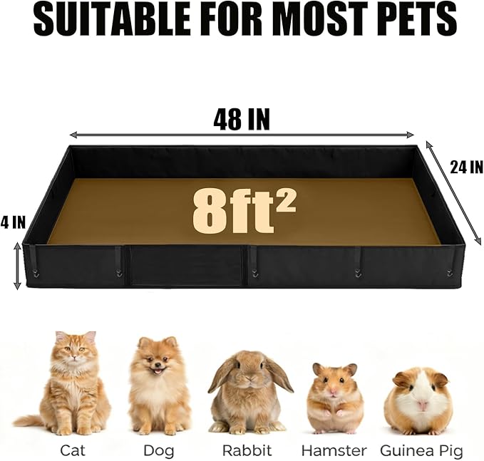Guinea Pig Cage Liner, Open Door Waterproof Liner for C&C Rabbit Cage, Easy to Install, Tarp Bottom Waterproof, Not Include Cage (24" X 48")