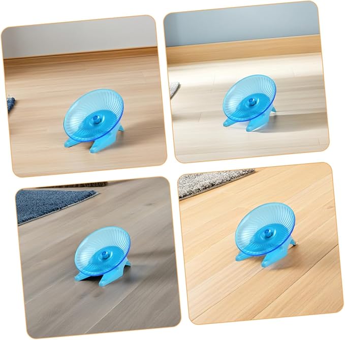 Unomor Silent Hamster Exercise Wheel with Support Stand, Light Blue Plastic Flying Saucer Running Wheel for Gerbils, Dwarf Hamsters, and Small Pets