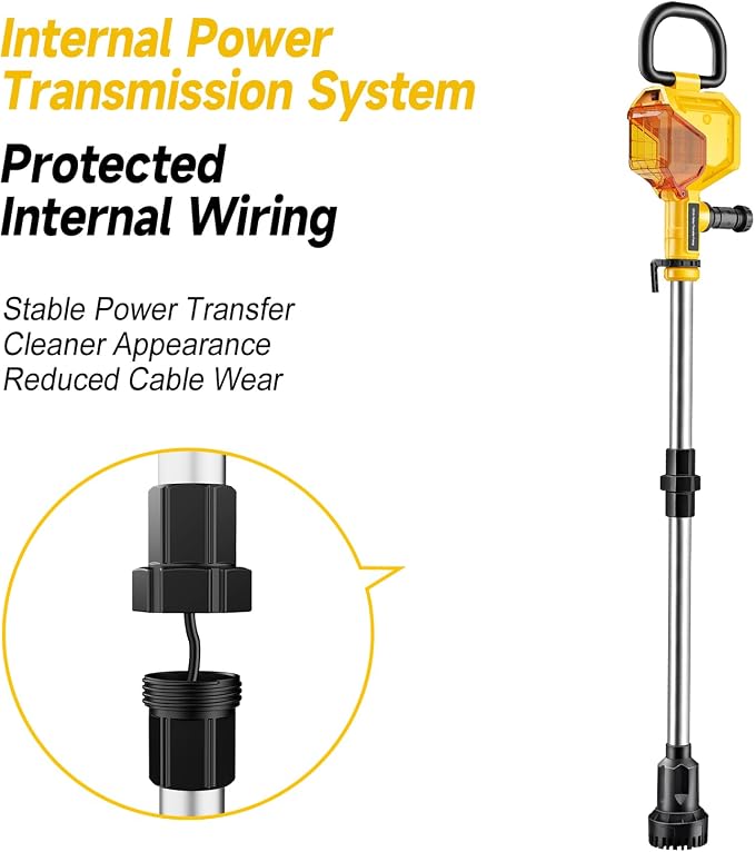 Brushless Stick Water Transfer Pump Compatible with DeWalt 20V Battery | (Tool Only,No Battery),720GPH Cordless Submersible Utility Pump with 36"Aluminum Barrel for Pool,Garden,Pond & Flooded Areas