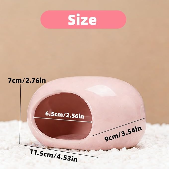 Ceramic Hamster Hideout Large Cool Summer Cute Guinea Pig Bed House for Dwarf Hamsters, Mices, Gerbils and Small Pets (Pink,L)