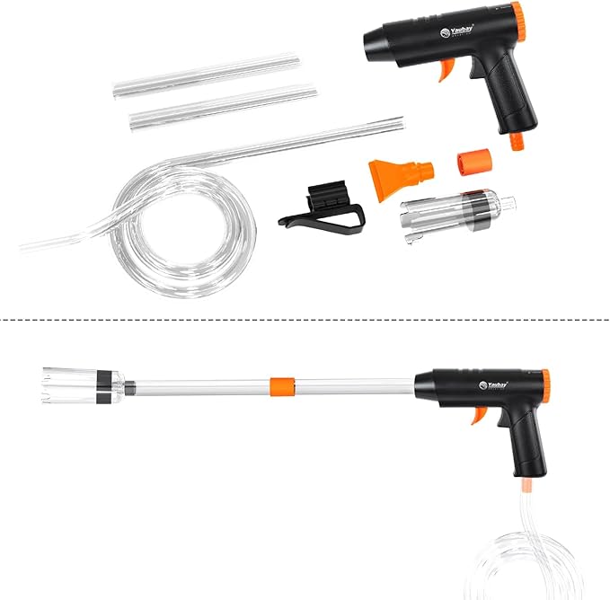Yaubay 132GPH Manual Aquarium Gravel Cleaner, Fish Tank Siphon Vacuum Cleaner with Adjustable Water Flow for Cleaning Dirt, Water Change & Wash Sand Aquarium Cleaning Tools