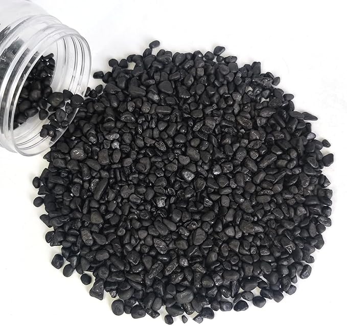 HappyFiller 0.88 LB Black Gravels Small Stones Succulent Mini Rocks | Planter Soil Cover Pebbles,Fairy Garden,Terrarium,Lucky Bamboo,Cactus Topper Dressing Decor,Aquarium Fish Tank Bottom Granule