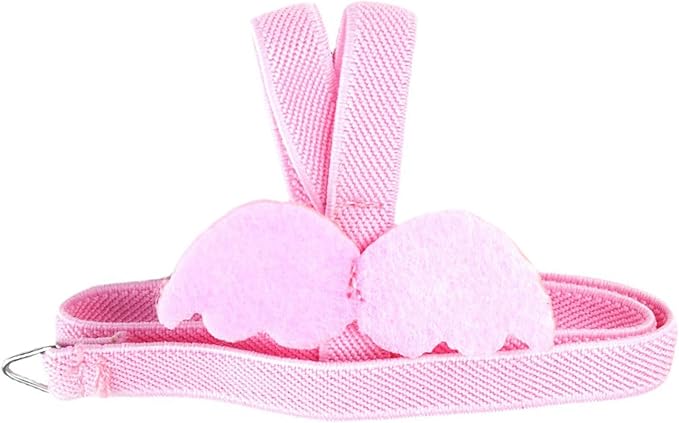 Parrot Harness Adjustable Bird Harness Flying Rope Strap Outdoor Training Traction Rope for Small Parrots Anti-Bite,Bird Nylon Rope with Cute Wing (Pink)