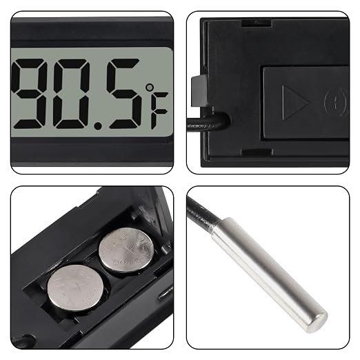 6 Pack Digital Thermometer Wired for Car Greenhouse Indicator Indoor Room Freezer Refrigerator Aquarium with 1M Waterproof NTC Probe Fahrenheit(℉)