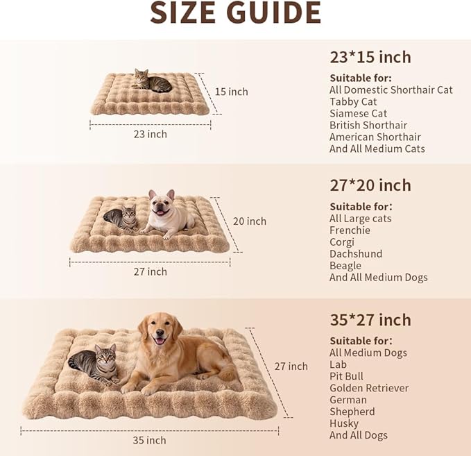 SOMAHE Large Dog Bed Mat, Extra Large Plush Faux Fur Washable Pet Bed for Large Dogs, Non-Slip Fluffy Dog Mat – Machine Washable XL Dog Sleeping Pad for Large Breeds, 35 x 27 Inch Coffee
