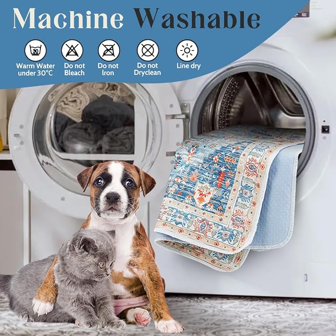 Washable Pee Pads for Dogs, 2 Pack Reusable Puppy Training Pads 48"x32" Super Absorbent Waterproof Dog Training Pads, Non-Slip Potty Pads, Whelping Pads Litter Mat Blue/Mix